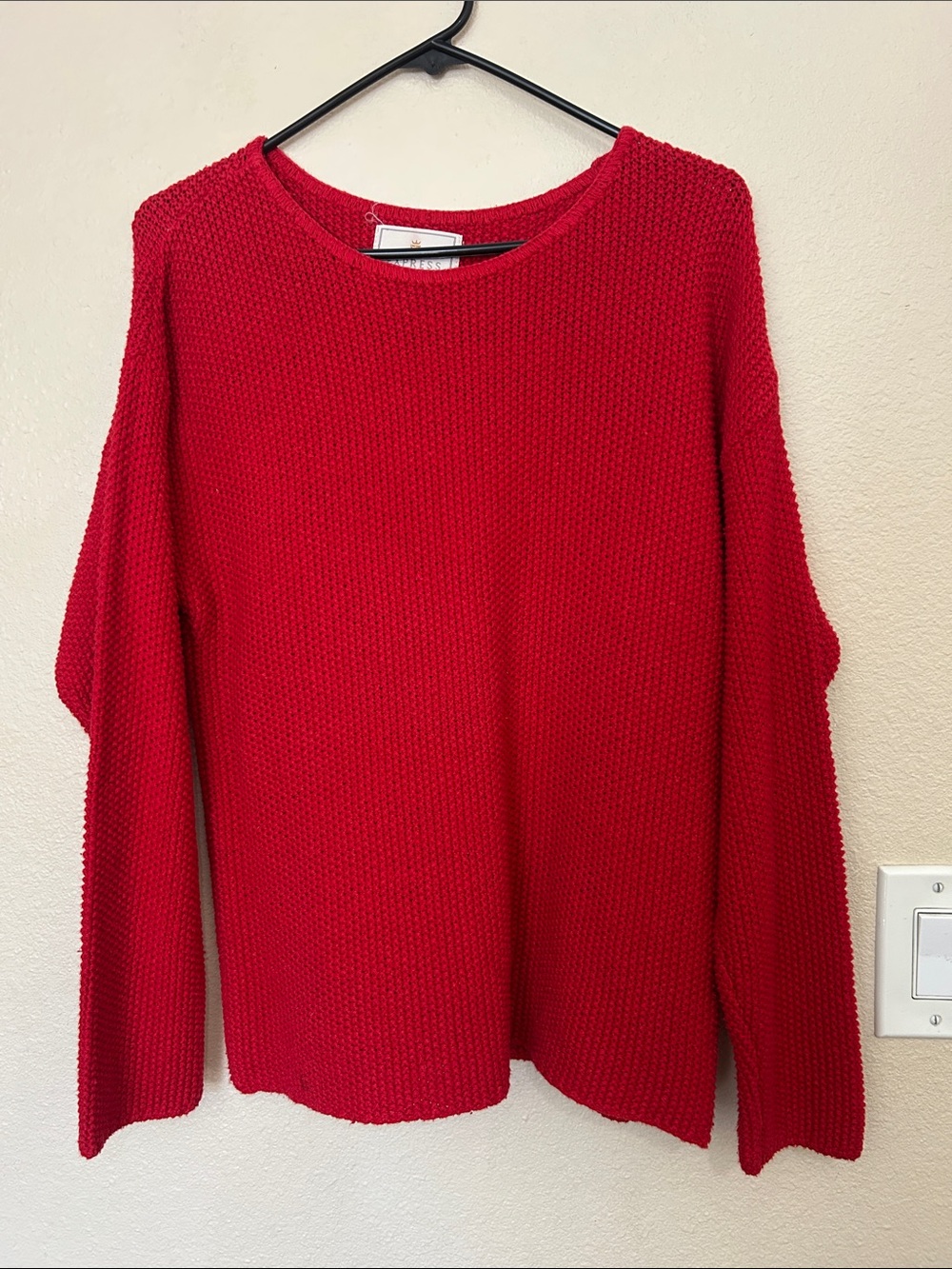Vintage Express Red Waffle Knit Women's Sweater